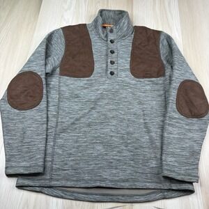 Orvis Sharptail 1/4 Button Pullover Sweater Quilted Shooting Fleece Mens Medium